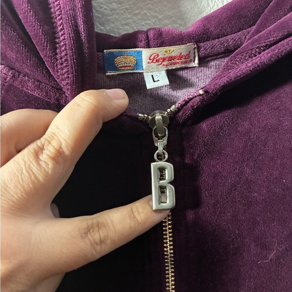 Bejeweled By Susan Fixel Y2K Purple Velour Zip-Up Hoodie L - Picture 5 of 10